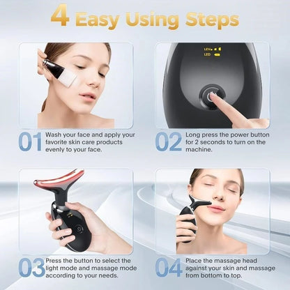 EMS Red Light Therapy Face & Neck Lifting Massager – Wrinkle Reduction & Skin Tightening